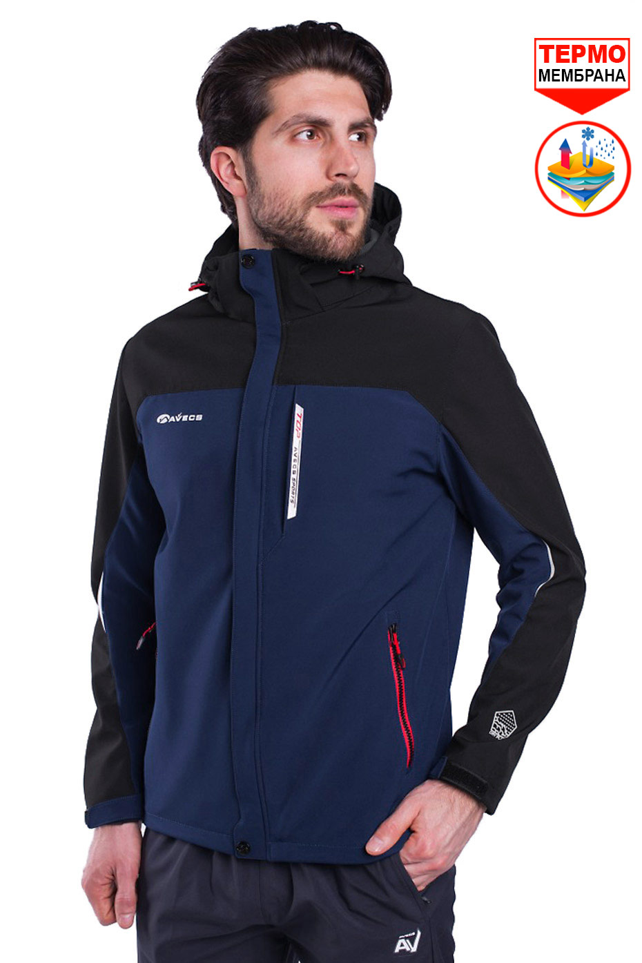 Ветровка Avecs Soft Shell 70256 Black / Dark Blue