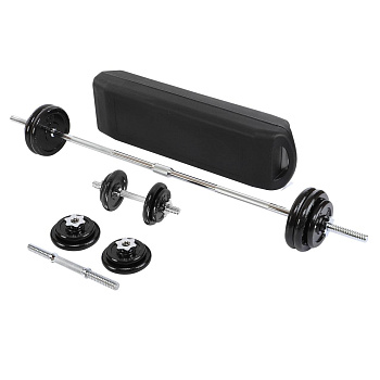 Набор гантелей со штангой 3в1 55 кг, хромированный чугун/хромированная сталь, 2 шт.