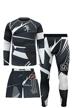 Костюм для тренировок 3 в 1 Venum Hayabusa Dark Gray / White