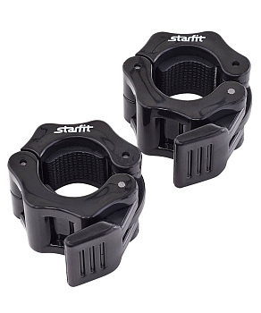 Замки с фиксатором для грифа STARFIT d=26 мм, пластиковые, черный, 2 шт.