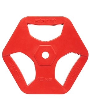 Диск обрезиненный с хватами STARFIT BB-205 10 кг, d=26 мм, красный
