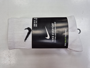 Носки спортивные Nike Everyday Cotton Lighweight Crew White - 3 пары.