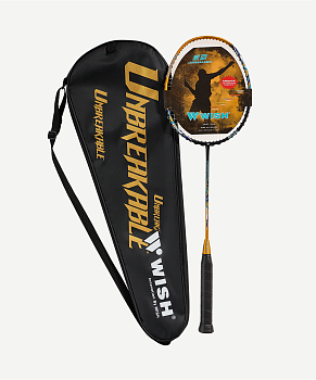 Ракетка для бадминтона WISH PRO Unbreakable 1 графит 30T Hot Melt, золотой