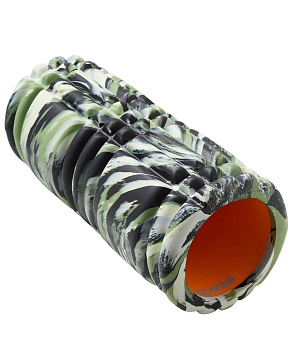 Ролик массажный STARFIT FA-508 EVA/PP, низкая жесткость, 33x14 cм, зеленый камуфляж/оранжевый