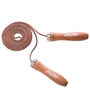 Скакалка STARFIT RP-201 кожаная, с деревянной ручкой, 3 м