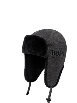 Шапка мужская ушанка Hugo Boss Dark Gray / Black