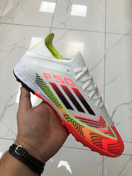 Бутсы многошиповые Adidas Performance F50 White / Neon Orange