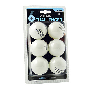 Мяч для настольного тенниса Stiga Challenger, белый, 6 шт.