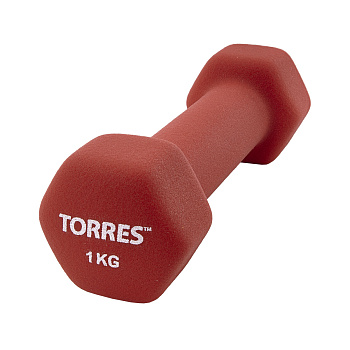 Гантель неопреновая TORRES 1 кг, красный