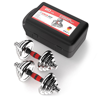 Набор гантелей UNIX Fit в кейсе, 10 кг * 2 =20 кг