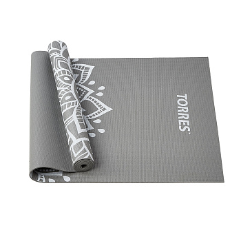 Коврик для йоги и фитнеса TORRES Relax 6 PVC, 0,6 см, 173x61 см, серый