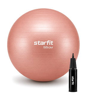 Фитбол STARFIT GB-109 55 см, 900 гр, антивзрыв, с ручным насосом, персиковый