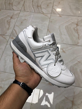 Кроссовки New Balance 574 Leather U White / Gray