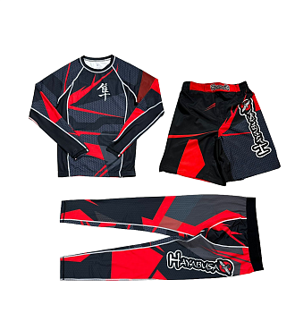 Костюм для тренировок 3 в 1 Venum Hayabusa Dark Gray / Red