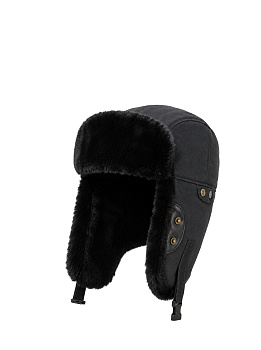 Шапка мужская ушанка трансформер Carhartt 3D Dark Grey / Black